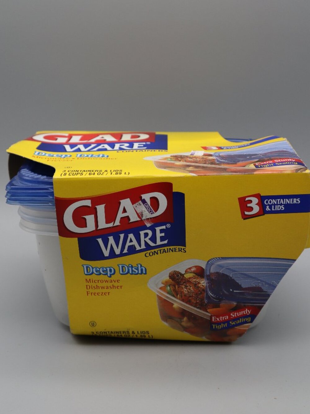 Share Set of 3 Vtg '99 Glad GladWare Deep Dish Food Storage Containers & Lids 64